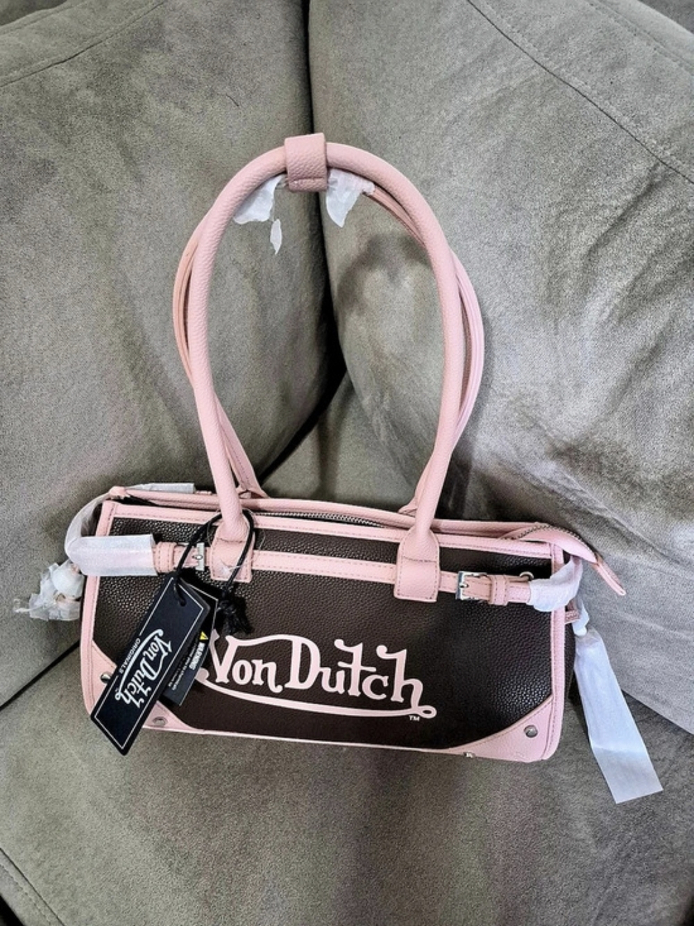 Von Dutch Bowling Bag Pink & Brown Shoulder Bag